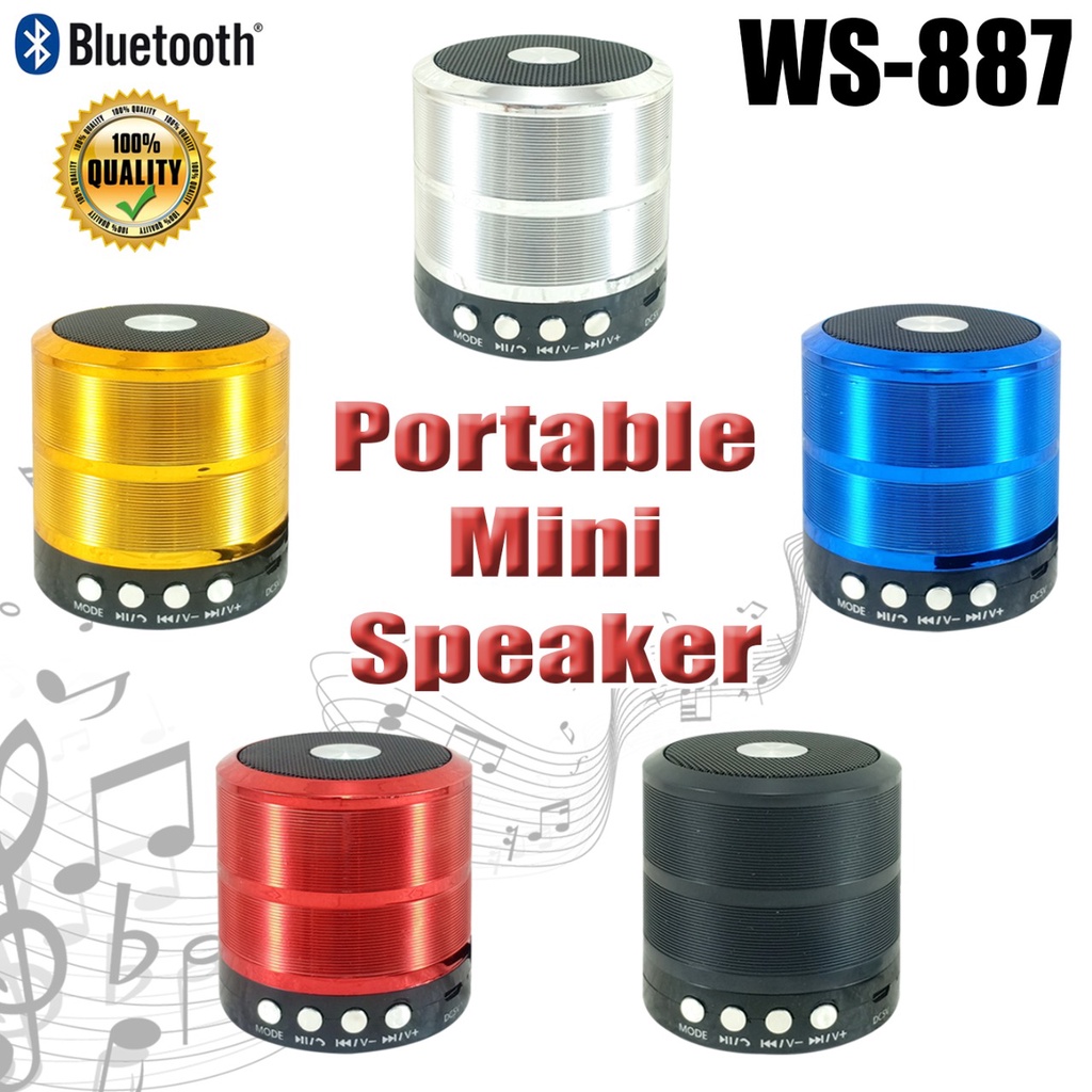 Speaker Bluetooth WS-887 PORTABLE Wireless Speker Mini Music Box WS887 STEREO SUPER BASS