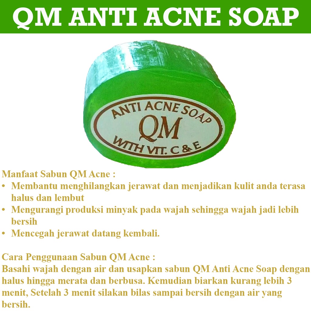 [ORI] QM SABUN ACNE HIJAU | Facial Soap Anti Acne Mengobati dan Mencegah Jerawat Membandel di Wajah