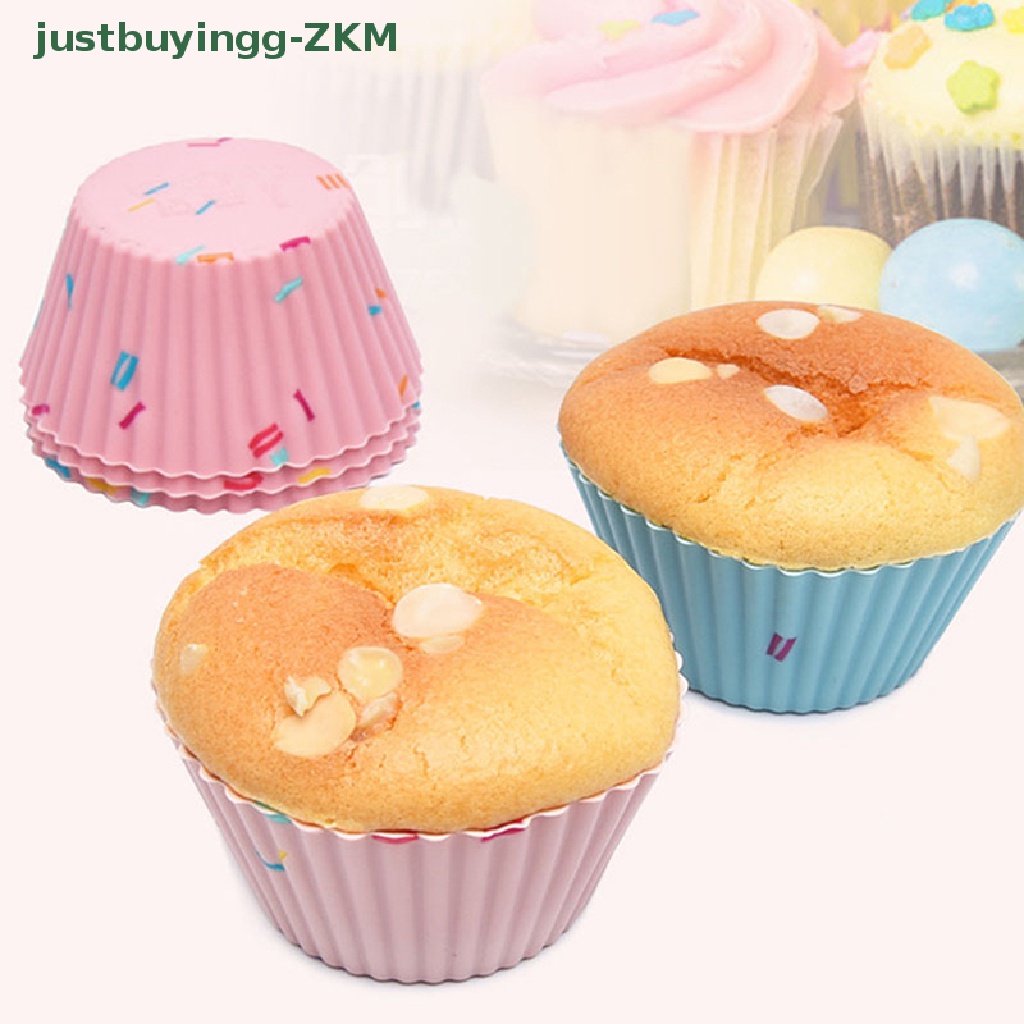 6 Pcs / set Cetakan Cupcake Muffin Bahan Silikon Dapat Digunakan Kembali