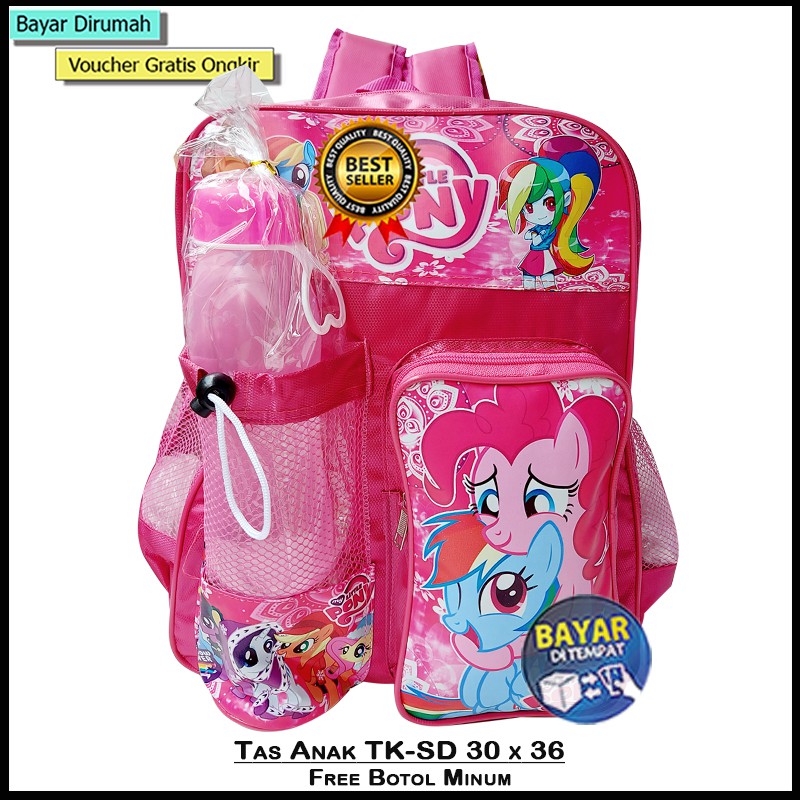 Tas Ransel Sekolah Anak Perempuan Gambar kartun Free Botol Minum  Tas Ransel Anak SD