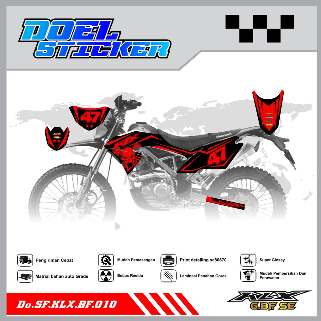 Sticker Striping Honda KLX 150 G , BF , SE Lama List Variasi Hologram , Crome Doel 10