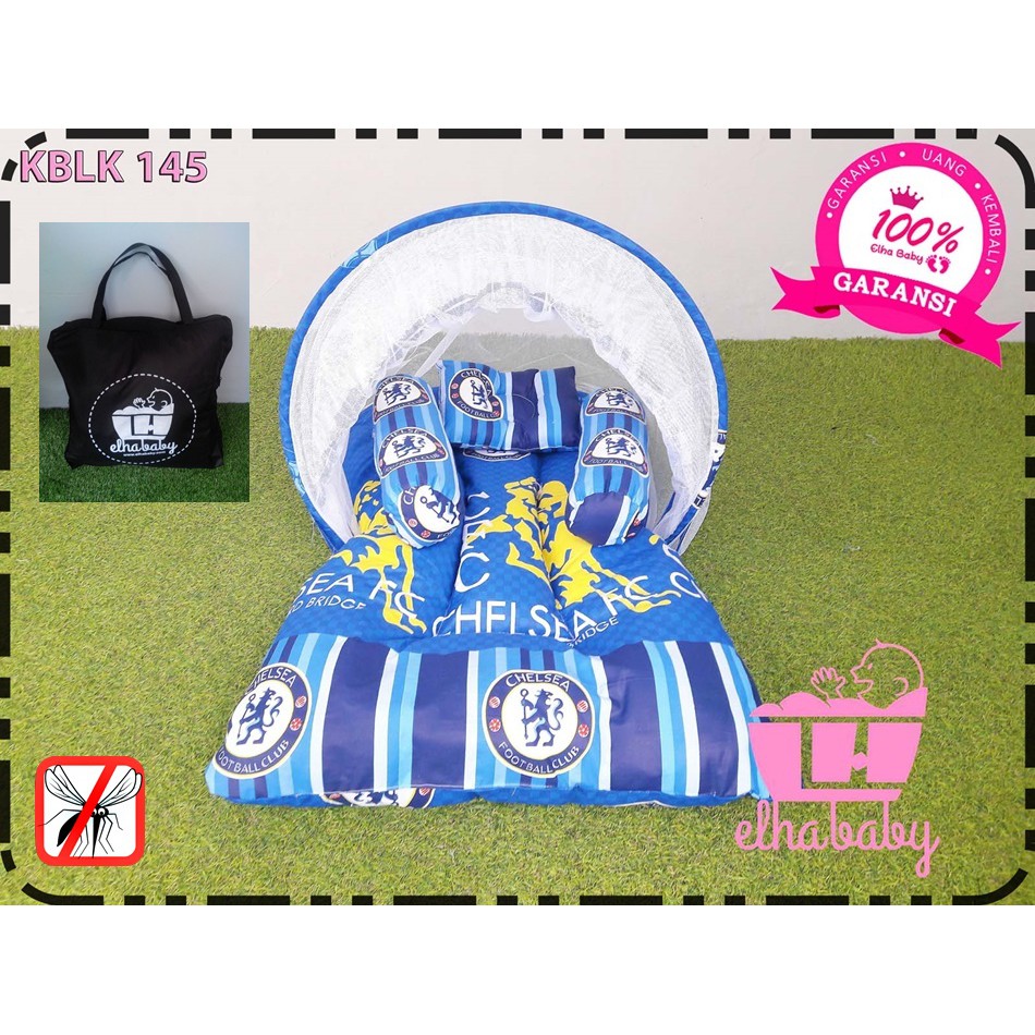 Kasur Bayi Motif Bola | Tempat Tidur Bayi Baru Lahir | Matras Baby Lipat Set Kelambu | Baby Gift Set
