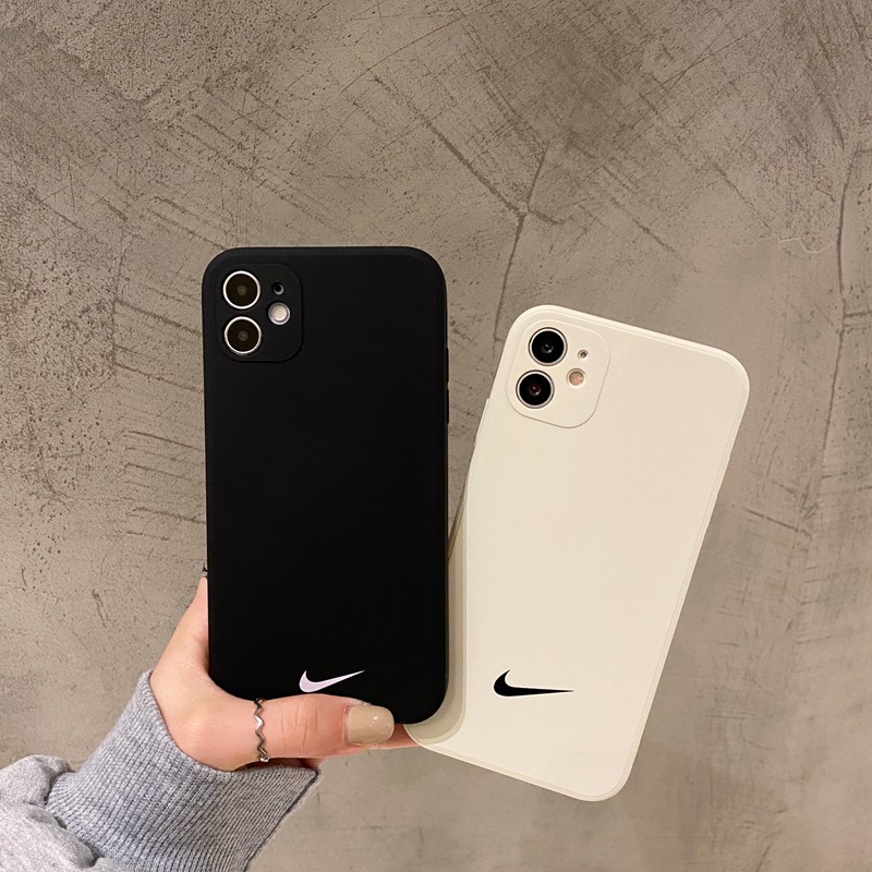 Cool Black Nike ! Square Edge Pattern Soft Case iP iPhone 13 12 11 Pro Max 7 8 Plus SE 2020 X XR XS Max Liquid Silicone Casing Apple