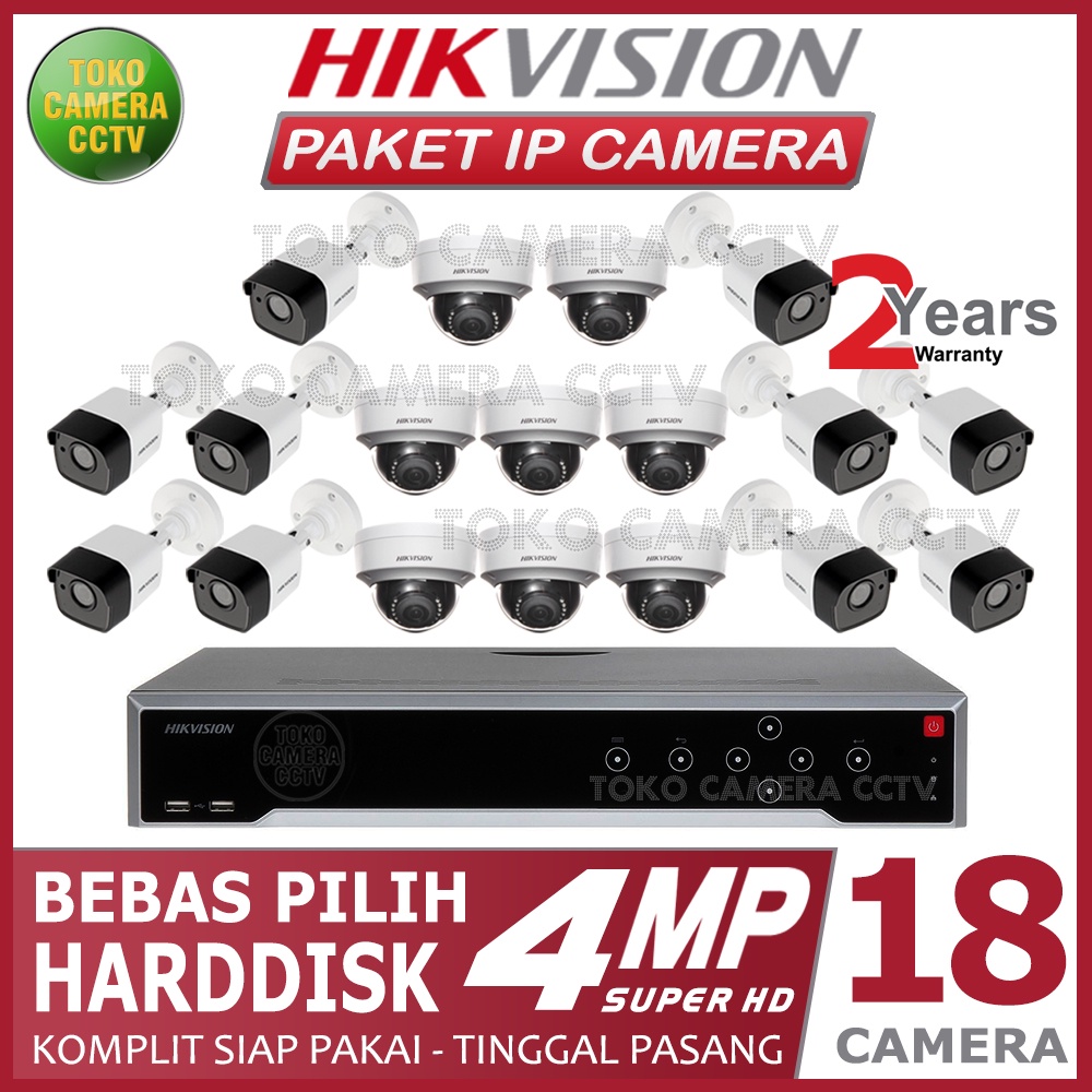 PAKET IP CAMERA HIKVISION 4MP 32 CHANNEL 18 KAMERA