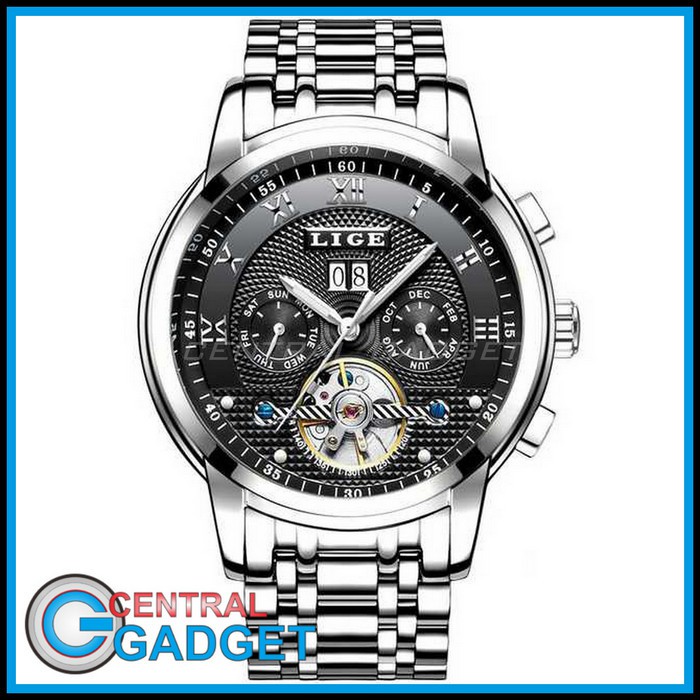 LIGE Jam Tangan Pria Automatic Mechanical Stainless Steel - 9841