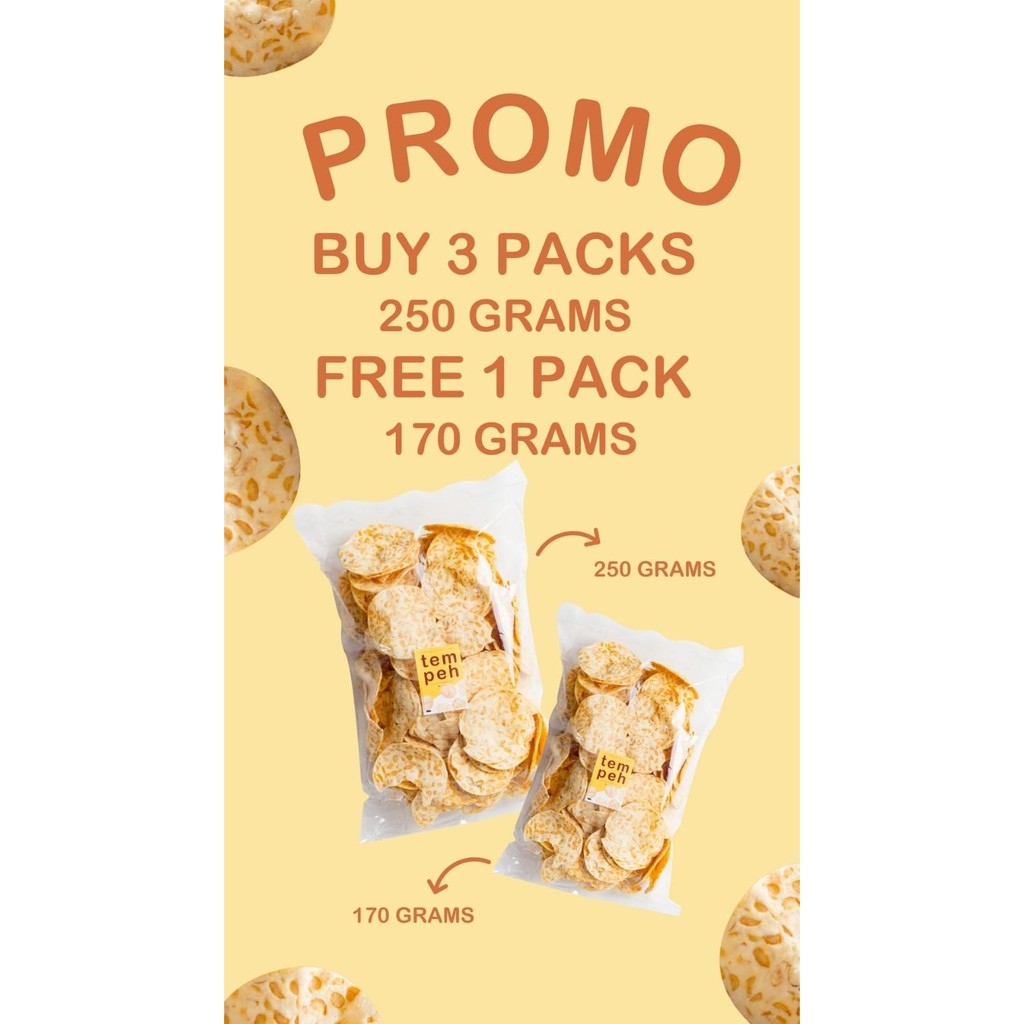 

PROMO Tempeh Chips - Buy 3 Packs 250 grams GET 1 FREE 170 grams