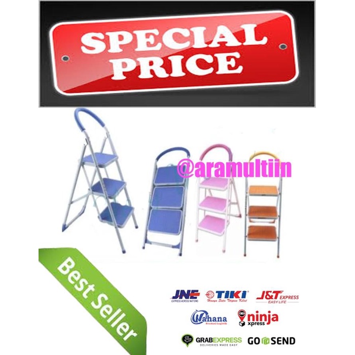 Tangga Lipat Krisbow Tangga Lipat 3 Step Pijakan Besi Biru Pink Anak Tangga 3Step