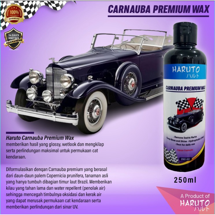 Carnauba premium wax 250ml by Haruto pengkilap body motor dan mobil