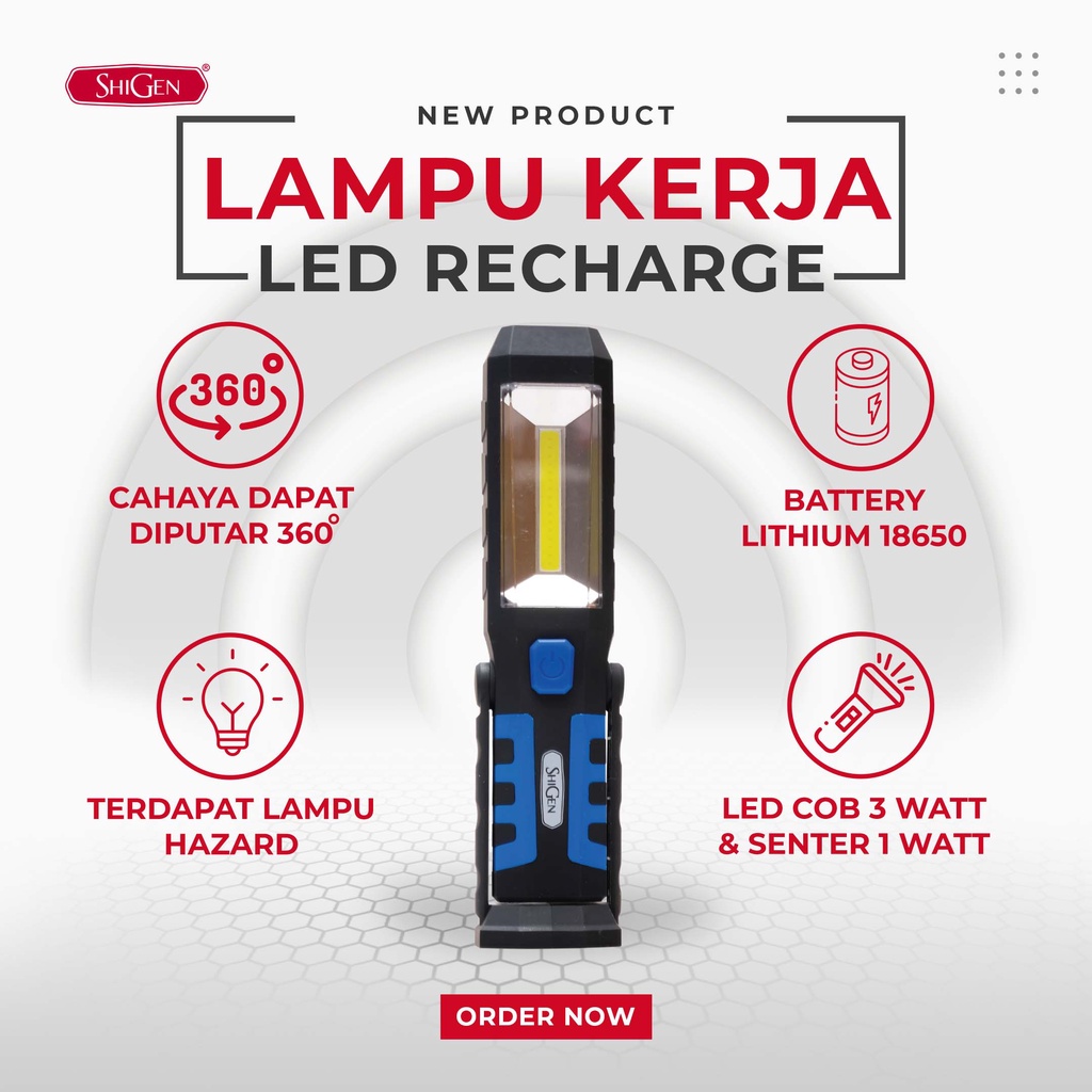 Lampu Kerja / Lampu Darurat Gantung Multifungsi LITHIUM Shigen SG-6026