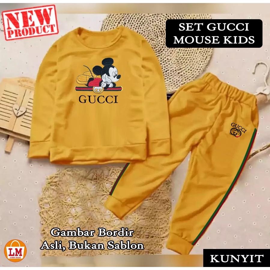 Baju Setelan Pakaian Olahraga Anak Laki Perempuan GCI MOUSE KIDS Full BORDIR LMS 21438 21441 21444