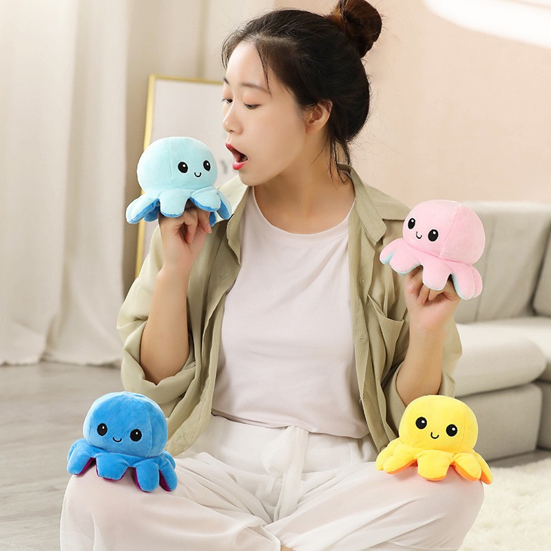 Boneka Gurita Octopus Halus Bolak Balik Dua Sisi Reversible Boneka Lucu Terbaru Kekinian Modern Doll