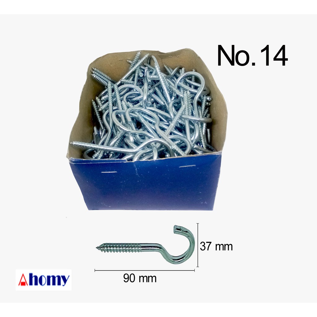 12pcs sekrup hak mata buka no 14 vico ring skrup gantung chrome k-biru