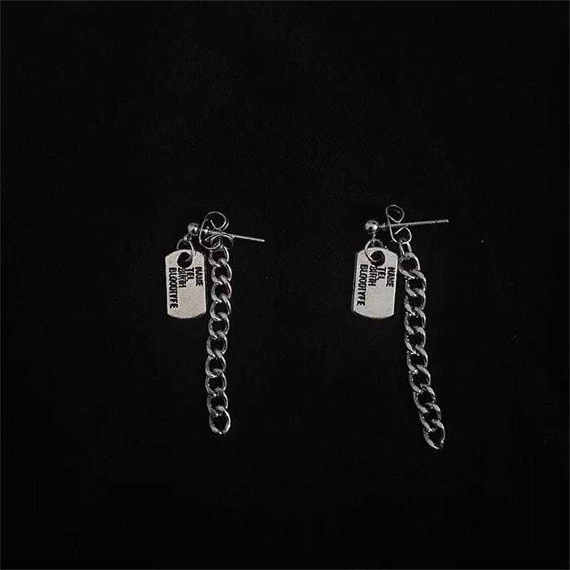 19148Alloy Alphabet Tag Lettering Popular Earrings，Back hanging chain simple studs