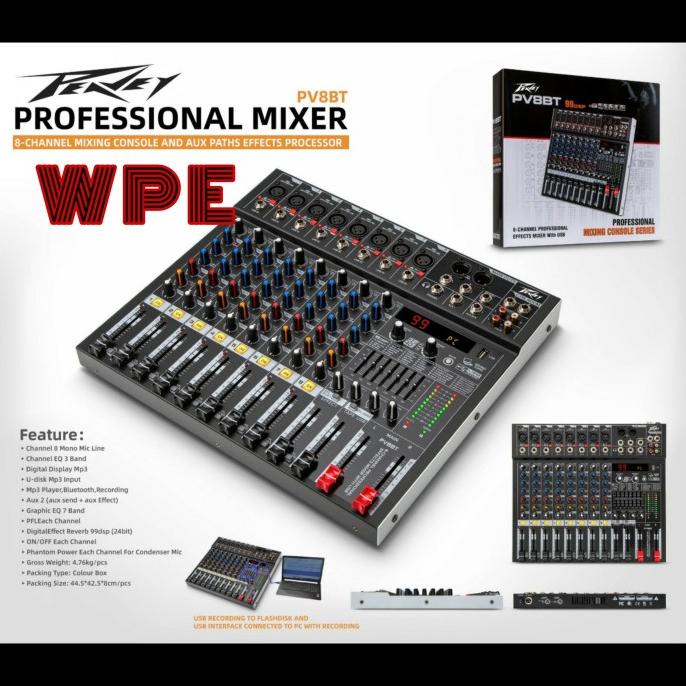 Mixer audio PEAVEY PV8BT / PV 8BT / PV8 BT USB Bluetooth Soundcard PC