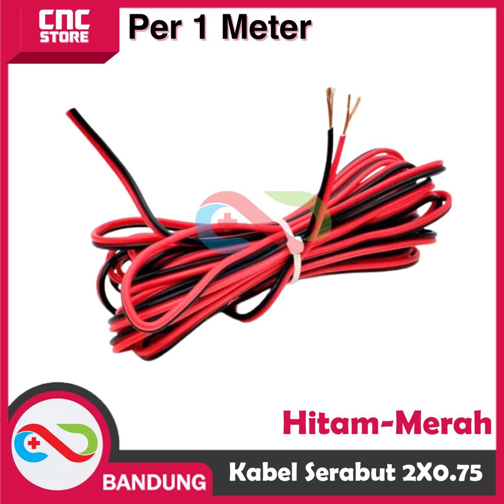 KABEL SERABUT MERAH HITAM 2*0.75MM 300V PER 1 METER