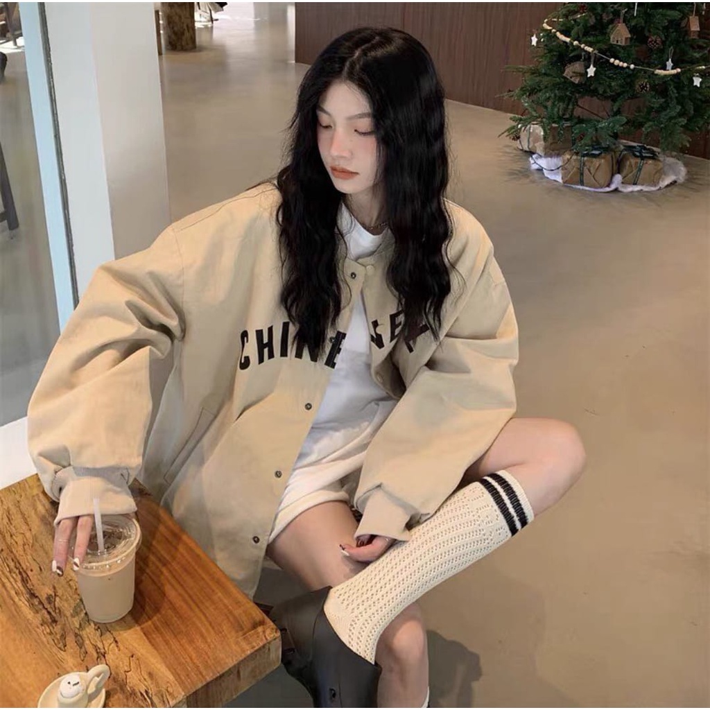 CHINENESEL JAKET BASEBALL VARSITY OVERSIZE - JAKET WANITA KOREAN STYLE - JAKET BOMBER WANITA