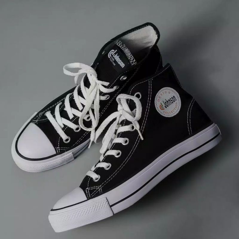 Johnson Basic HighCut Black White Original Sepatu Jhonson Basic High Hitam Putih Sepatu Sekolah