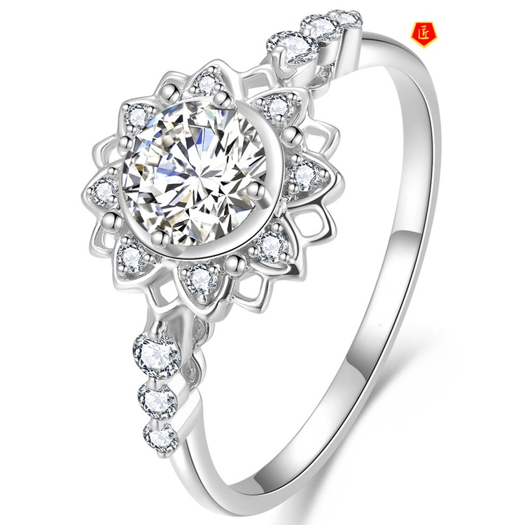 [Ready Stock]Fashion Personality 2 Karat Moissanite Sunflower Ring