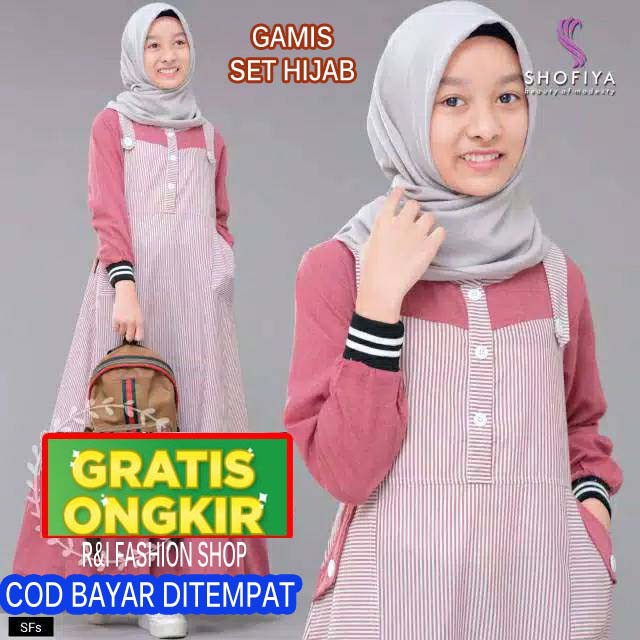 GAMIS ANAK SET HIJAB USIA 9 10 11 Tahun Baju Lebaran Bagus Pakaian Anak SD