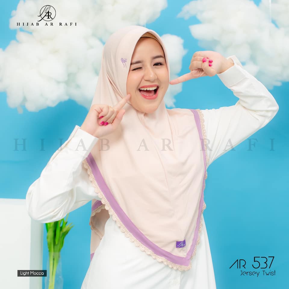 Terbaru ✔️COD ✔️ Jilbab Instan by Arrafi Hijab AR 537 Jilbab instan aksen renda tepi-2