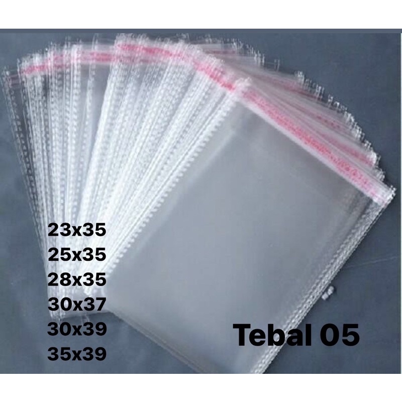 PLASTIK OPP GARMEN ISI 100 PCS 05 23 MICRON 23x35 25x35 28x35 30x37 30x39 35x39