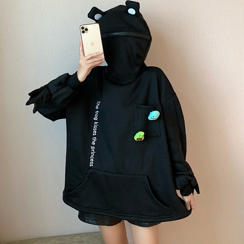 [littlecrab] Hoodie Oversize Katak Kodok Korea Hoodie Topi Full Zipper Lucu Avocado Dino Hoodie Unisex Besar Korean Style