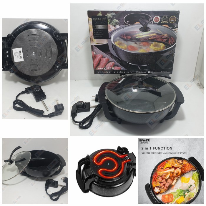 Panci Shabu Grill 2 Sekat Listrik Idealife Shabu Pot Electric IL 116A