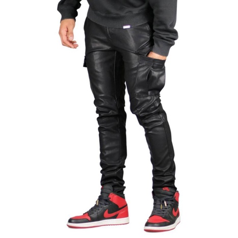 CELANA PANJANG PRIA LEATHER CARGO PANTS HITAM ORIGINAL OUTFIT / LEATHER CARGO PANTS ZARA IMITASI SKI
