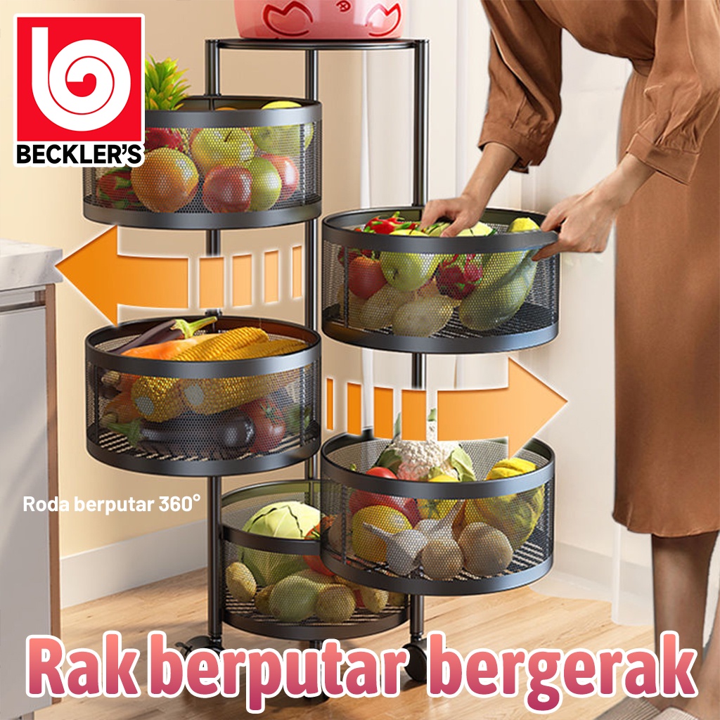 Rak Besi Troli Susun Putar Serbaguna Tingkat Model Bulat/Rotary Multilayer Organizer/Rak Dapur MultiFungsi