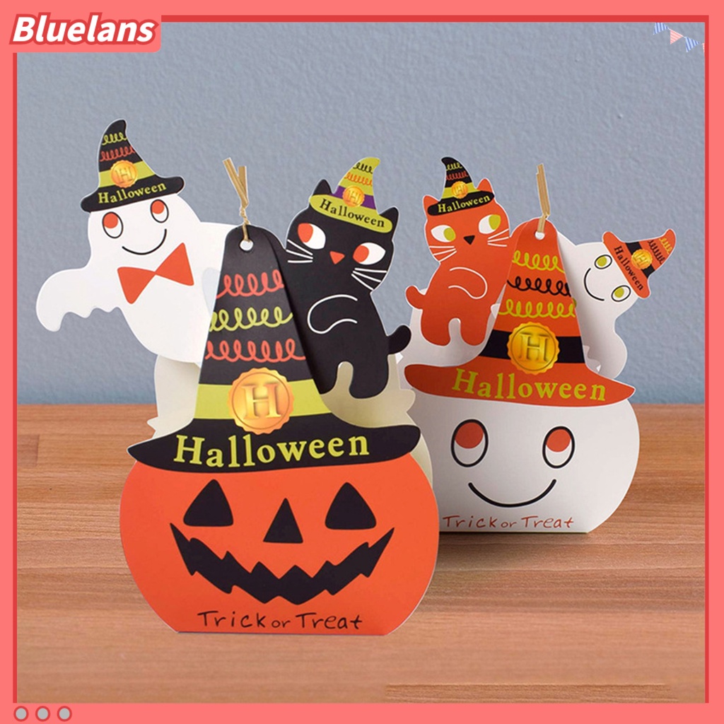 5pcs Kotak Permen Bentuk Kucing Bahan Kertas Untuk Dekorasi Pesta Halloween