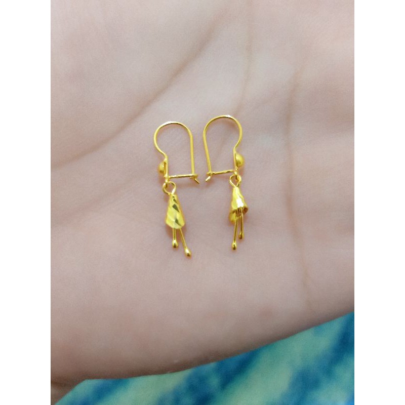 ANTING BAMBU ANAK PERAK 925 LAPIS MAS