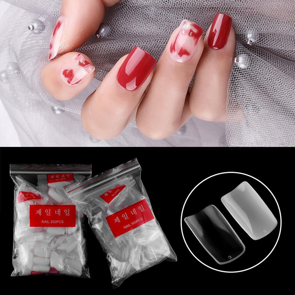 Timekey 500PCS / Set Kuku Palsu Transparan Bentuk Oval Untuk Nail Art / Manicure you A9K8