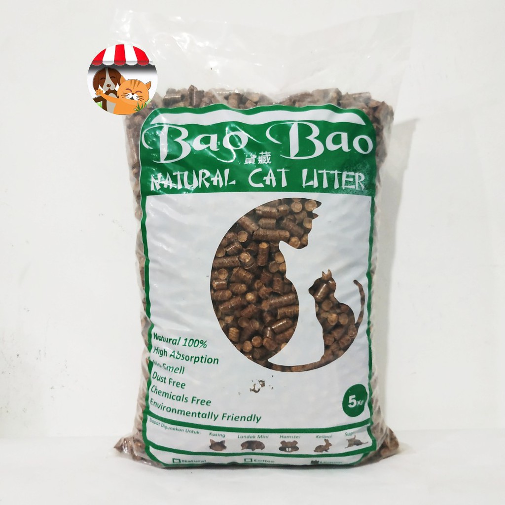 Bao Bao Wood Pellet Cat Litter Hamster Kucing Sugar Glider 5kg