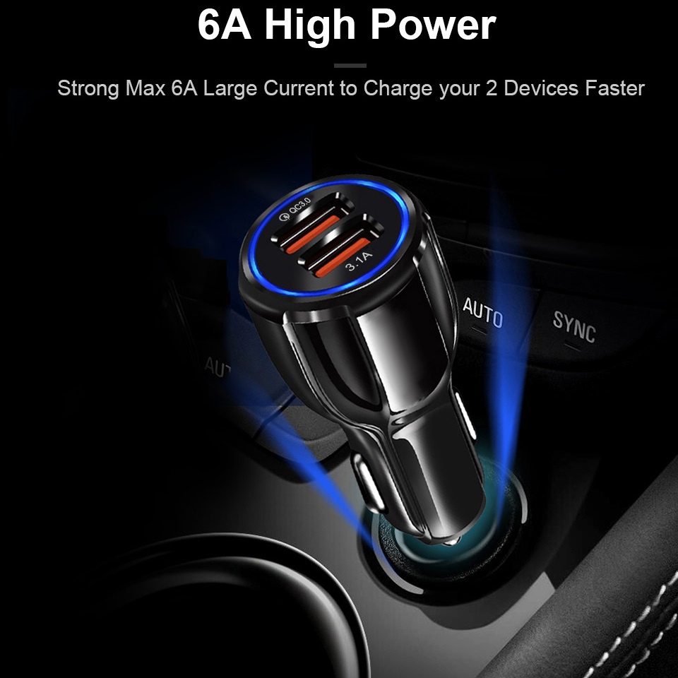 USB Charger Mobil Casan Car Lighter Fast Charge adapter 3.1A 2.1A QC 3.0 Dual 2 Port Qualcomm