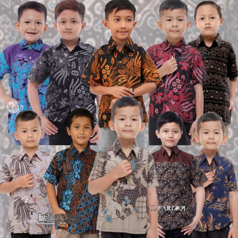 Batik Anak / Hem Anak Pendek Laki Laki Motif Ulir 2-10 tahunnn