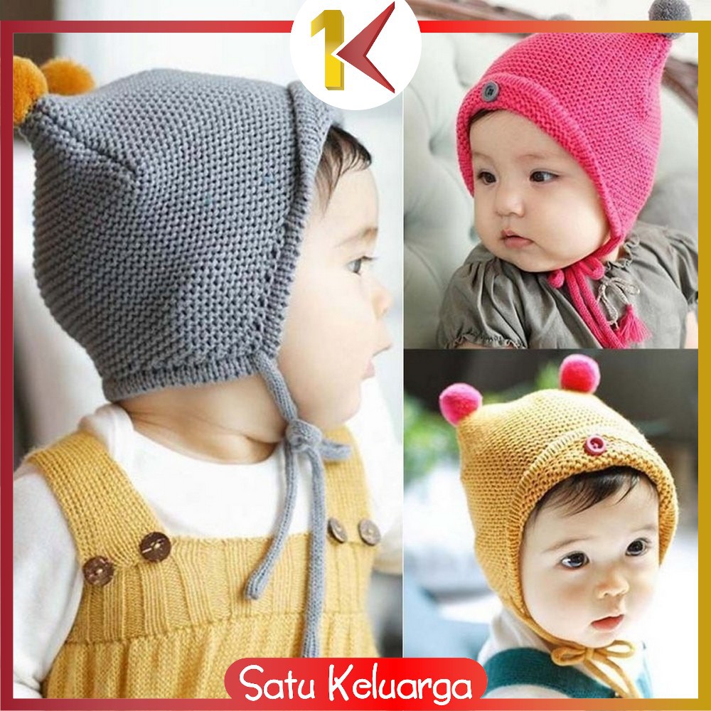 SK-P16 P23-30 Topi Kupluk Bayi Pompom Topi Anak Bucket Rajut Topi Korea Bunny Hat / Pilot / Unicorn-1