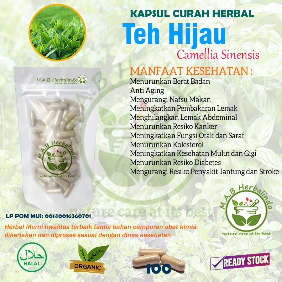 TEH HIJAU Kapsul Curah Herbal Pelangsing Jerawat Toner Kulit Diabetes