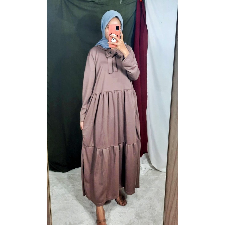 Gamis Terbaru 2021 Lebaran Rempel Pita Ameera Fit L-XL LD 100cm