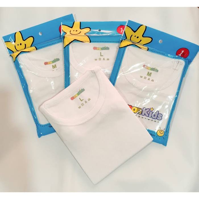 3 Pcs Oblong GT Man Kids - Kaos Dalam GTman GTMK 03 Anak Laki Laki | Putih Polos Sguna Grosir 3 Pcs