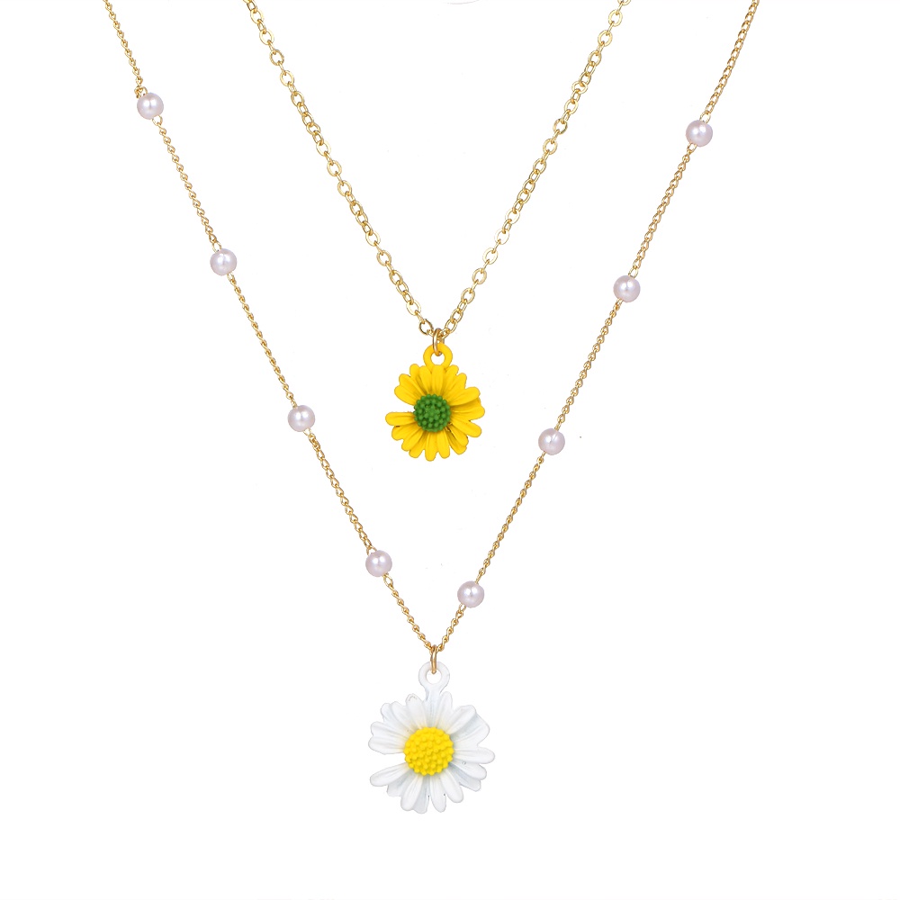 Kalung Rantai Liontin Bunga Daisy Kecil Warna Emas Gaya Bohemian Untuk Wanita 2021