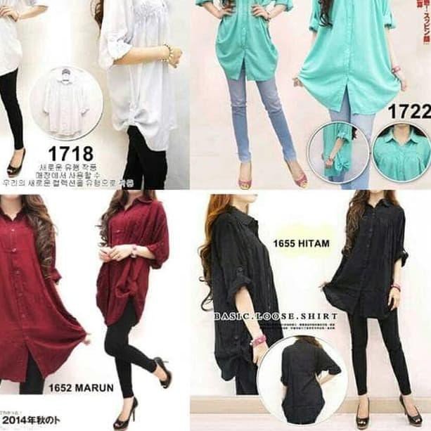 Kemeja Polos Jumbo,kemeja Wanita Katun Rayon Xxxl