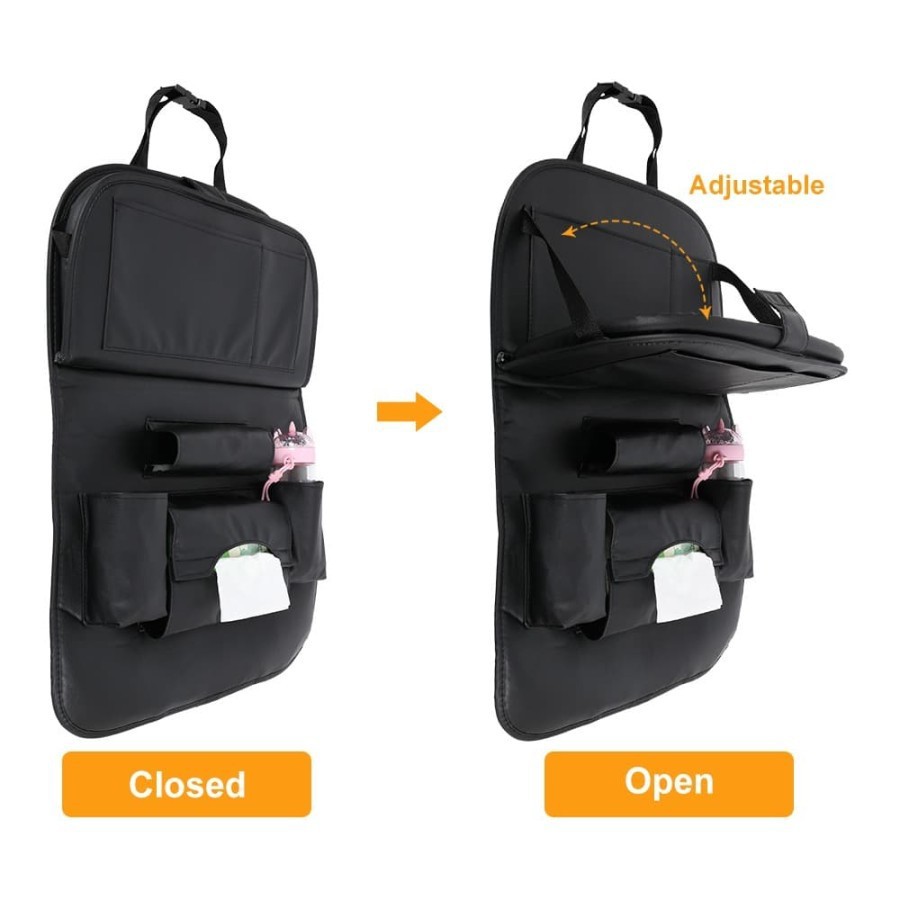 Foldable Car Seat Organiser Meja Lipat Jok Mobil Premium Leather