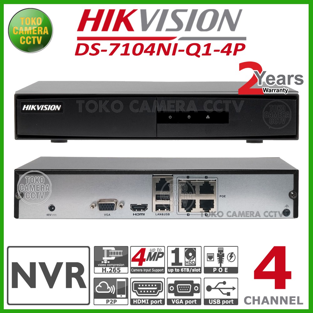 NVR 4 CHANNEL HIKVISION DS-7104NI-Q1-4P-M POE