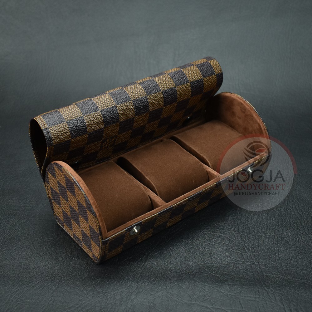 Traveller Watch Case Tube / Tempat Jam Tangan Sport Isi 3 Damier