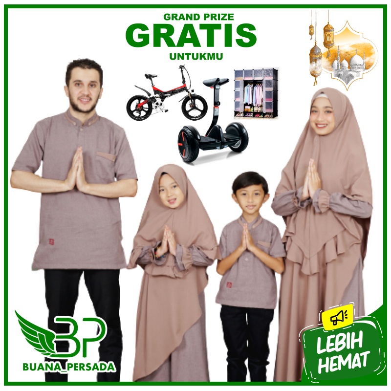 BAJU GAMIS SARIMBIT KELUARGA AYAH IBU DAN ANAK BAJU SERAGAM LEBARAN COUPLE COPLE KELUARGA MUSLIM B83