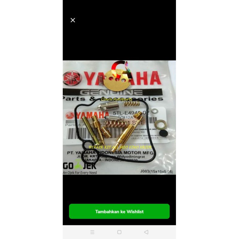 REPAIR KIT MIO REPAIR KIT MIO SPORTY REPAIR KIT KARBURATOR MIO SMILE