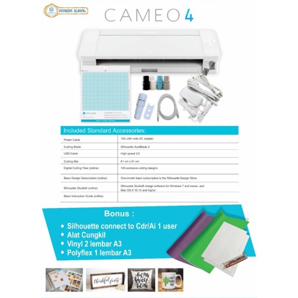 ALAT MESIN CUTTING STIKER  POLYFLEX ARTPAPER SILHOUETTE CAMEO 4  COUNTUR CUT