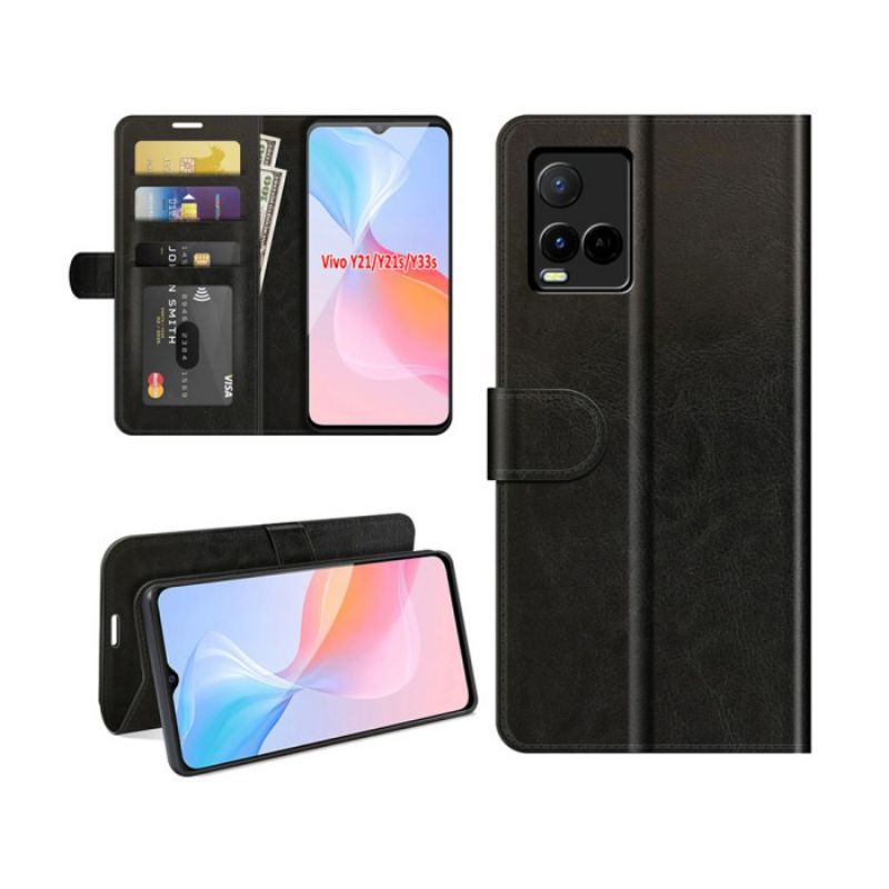 flip case dompet Vivo Y21 Y21S Y33S Y20 Y20S Y12S Y12 Y11 Y17 Y15 case Dompet sarung kulit leather c