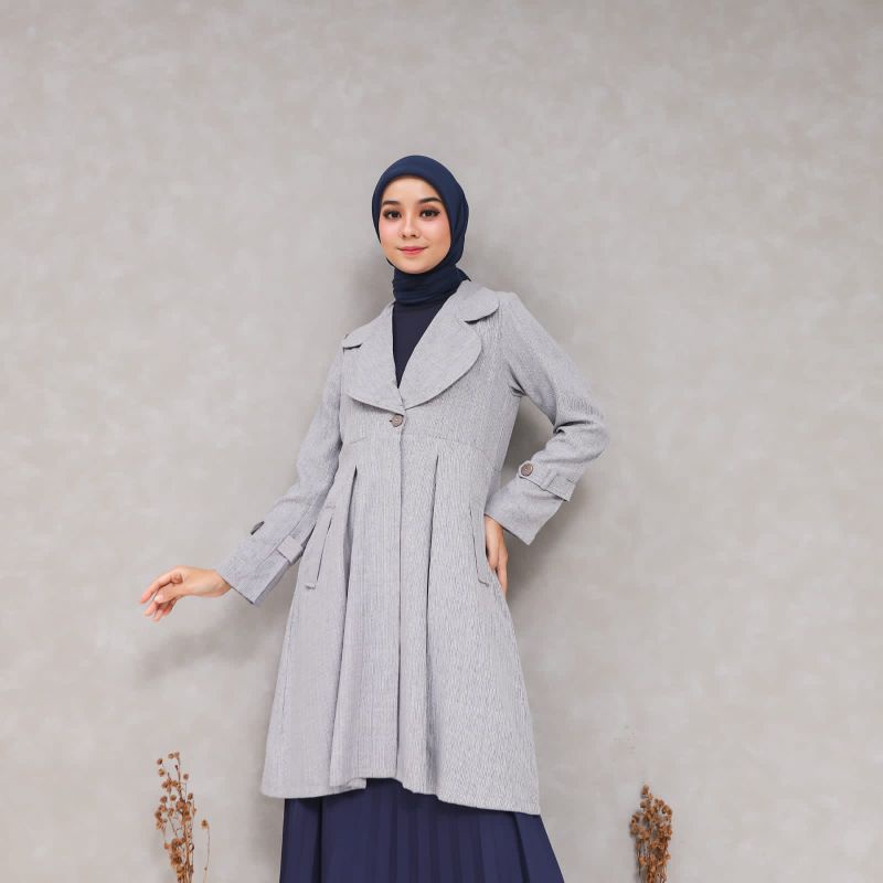 Jaket Perempuan Kece Simle Elegant Vimala Coat Bluedenim