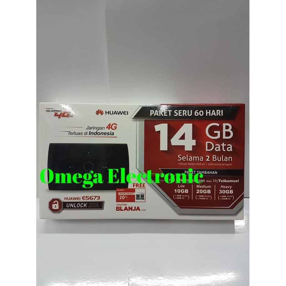Resmi Modem Wifi Mifi 4G Lte Huawei E5673 Unlocked Free Telkomsel 14Gb